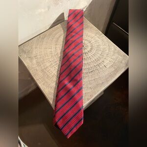 Ermenegildo Zegna Red and Navy Striped Tie